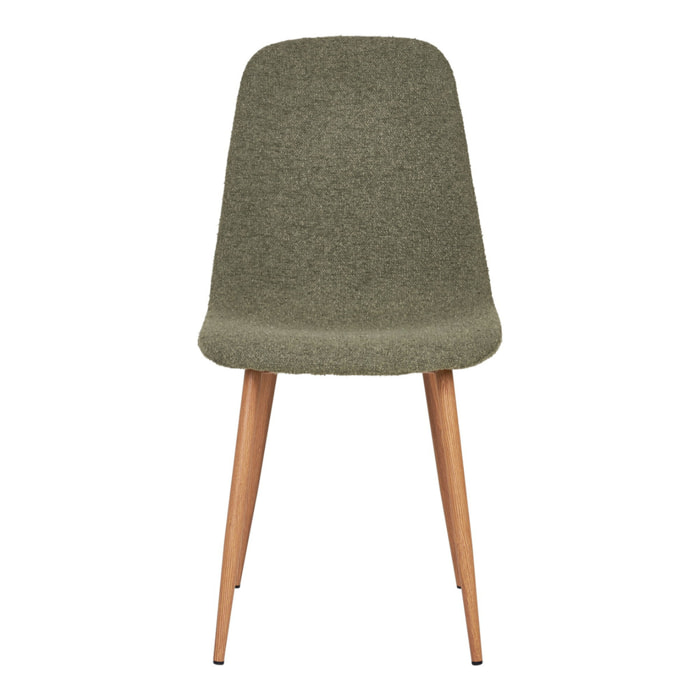Set 2 sedie da pranzo Stockholm in Bouclé Verde Scuro con Gambe Effetto Legno