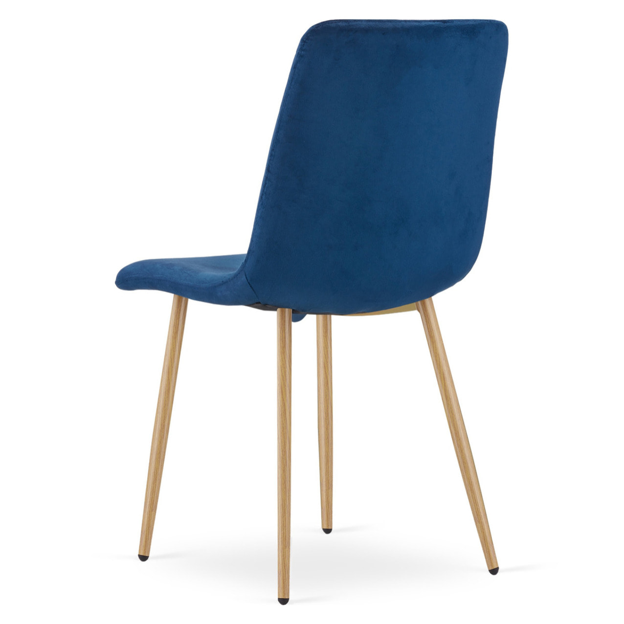 Set di 4 Sedie Turin in Velluto Blu Navy con Gambe Effetto Legno