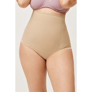 Slip riduttore in tulle beige a vita alta e compressione media
