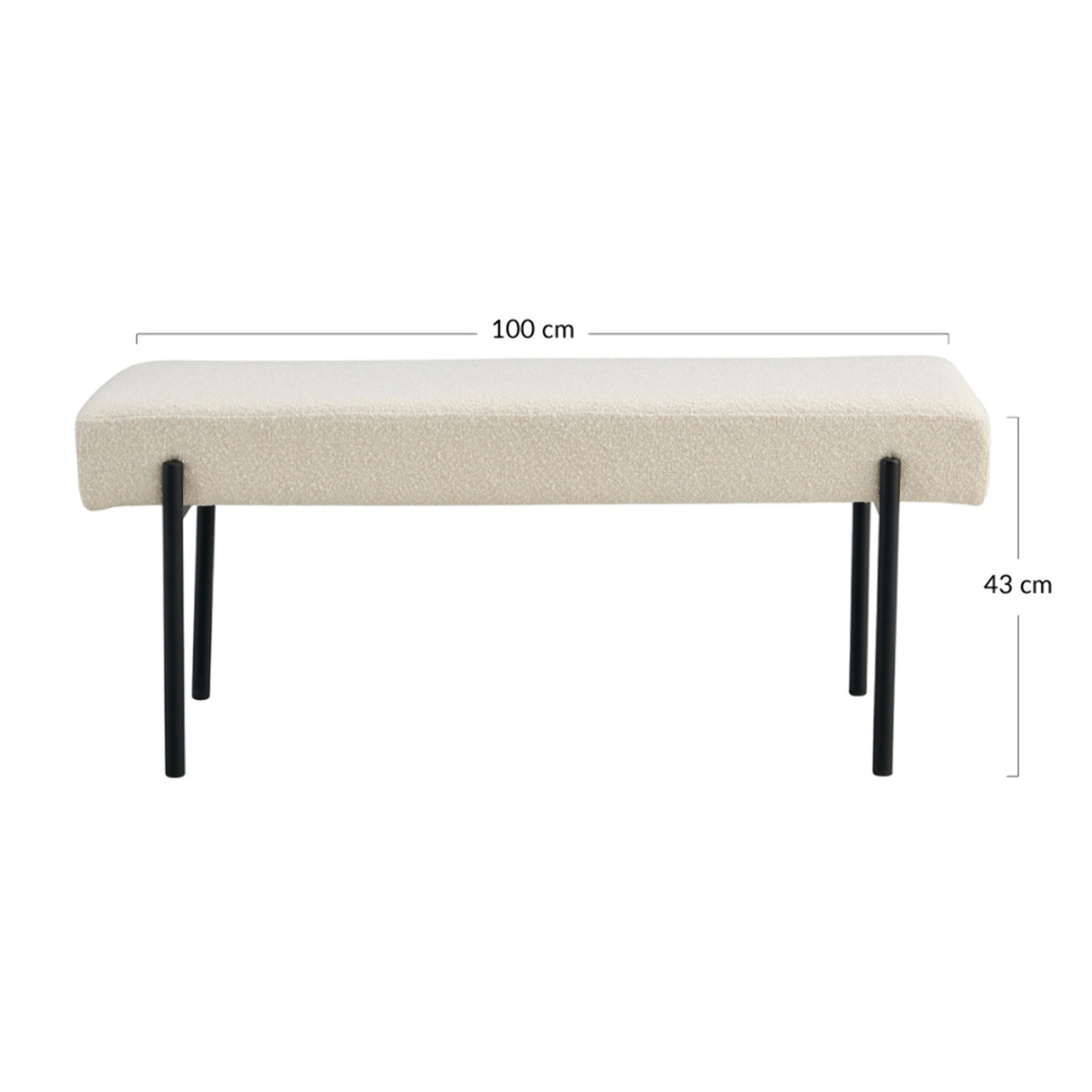 Romeo - banc - tissu bouclette - 100 cm - Blanc
