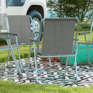 Juego de 4 Sillas de Camping Plegables Sillas Plegables de Jardín Exterior Acolchadas en Tela Oxford con Marco de Acero y Reposabrazos Carga 120 kg para Terraza Playa 53x54x76 cm Gris