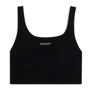 Top sportivo seamless supporto medio con inserti a costine