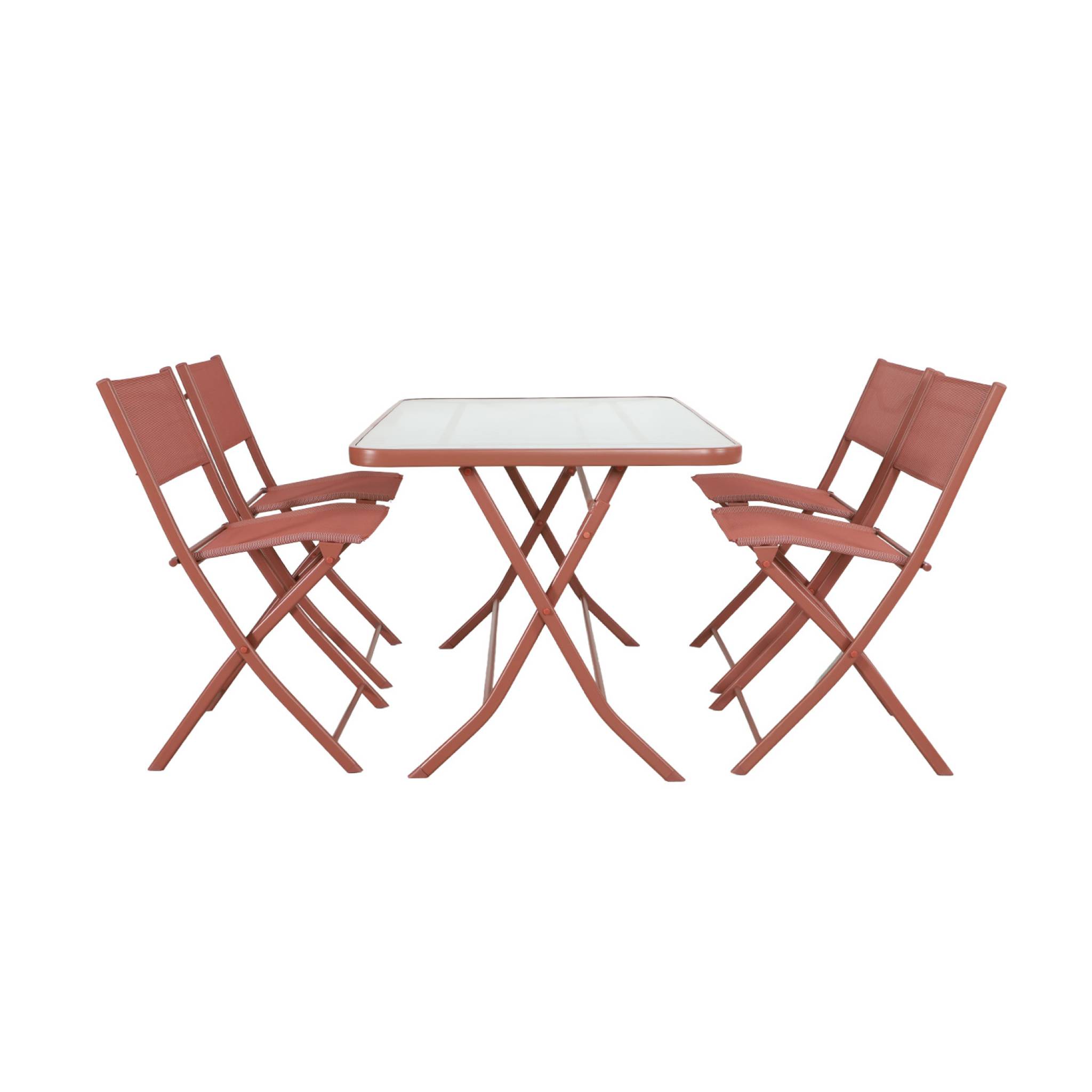 Table de jardin pliante acier + 4 assises ANCONA