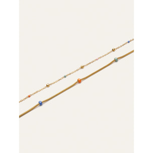 Collar Doble Carla Enamel Acero Baño Oro