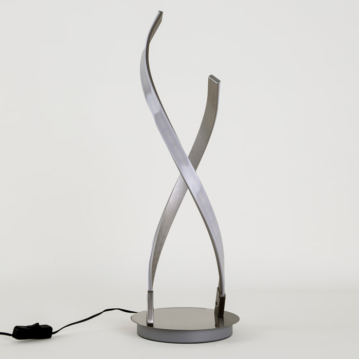 Forlight Sobremesa Cross LED 9W Blanco Neutro - 4000K Níquel Satinado para Interior de Mesa en Oficina, Sala de Estar, Dormitorio