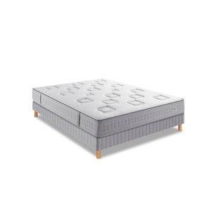 Ensemble CHALLENGE matelas H24 ressort ensachés, très ferme, sommier