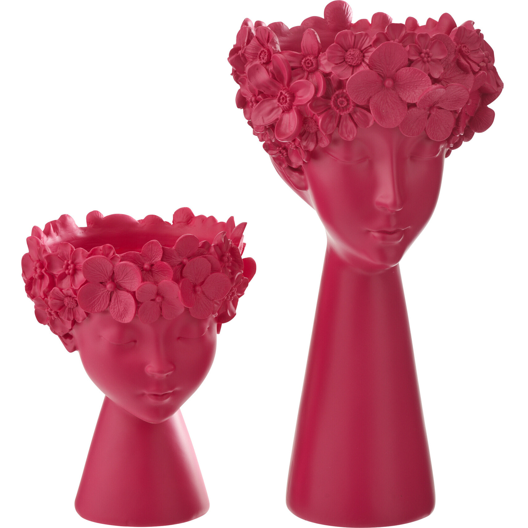 J-Line Cache-Pot Tête - polyrésine - fuchsia - large