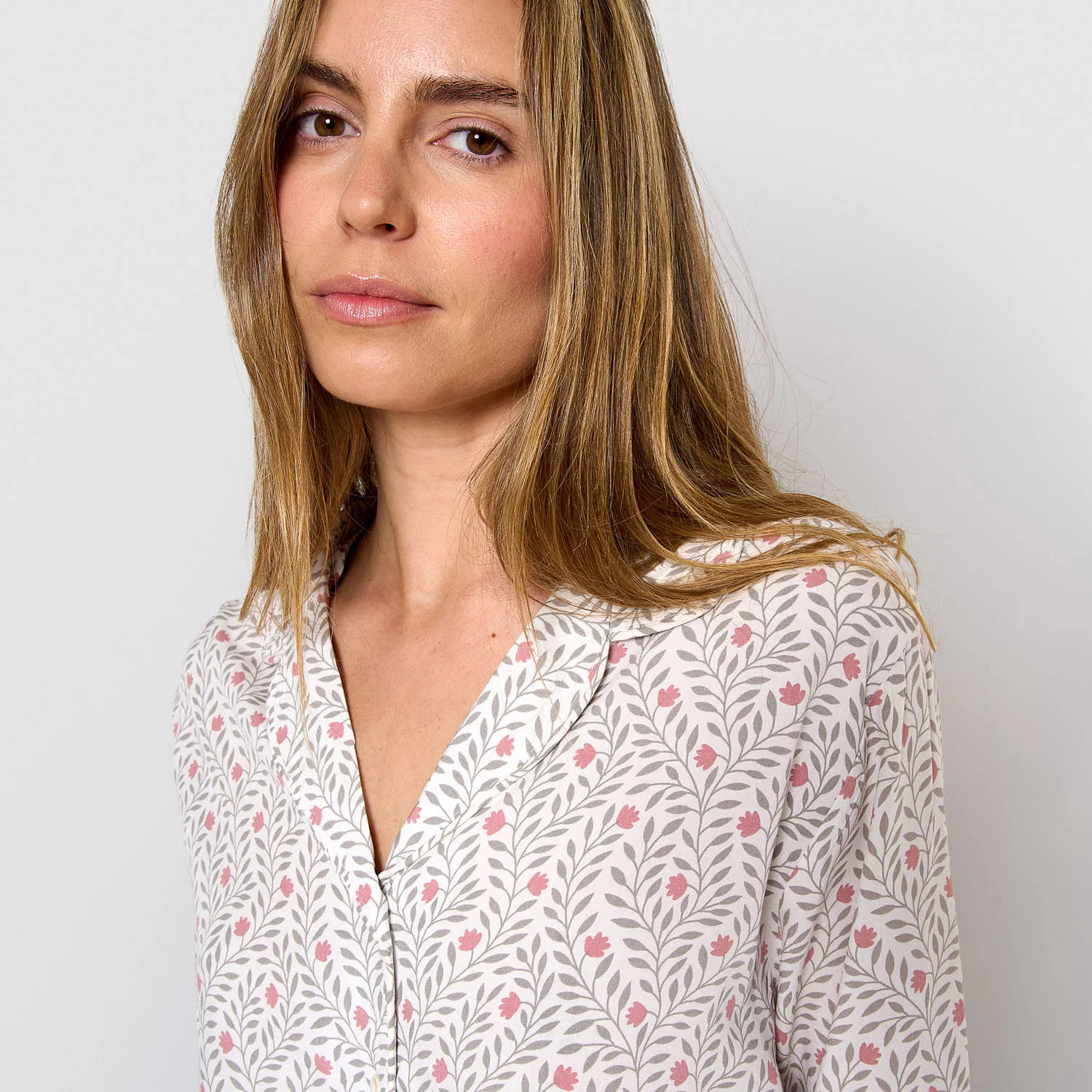 Pigiama lungo a camicia in viscosa zulu verde/rosetta