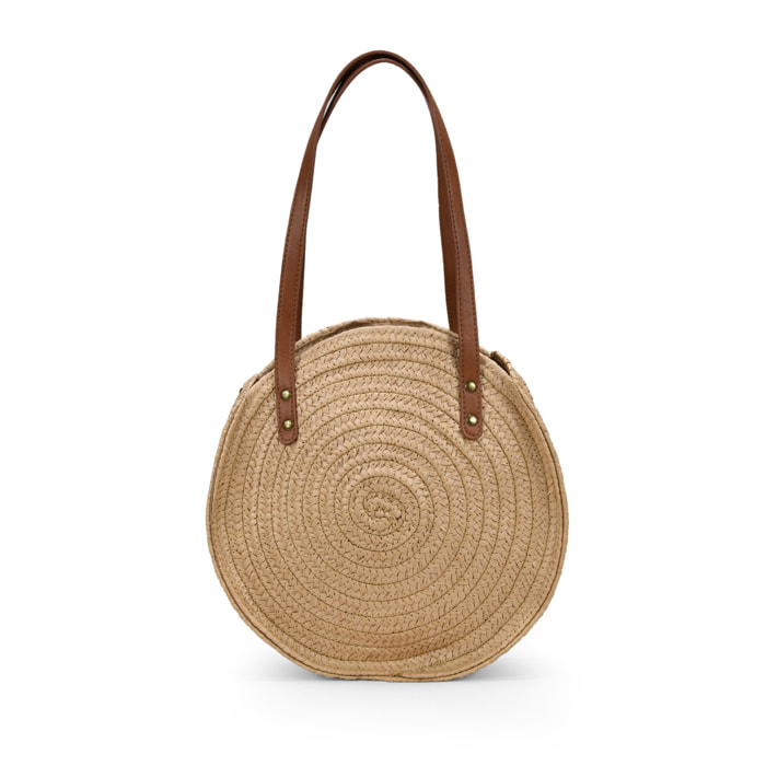 Bolso de rafia redondo tostado