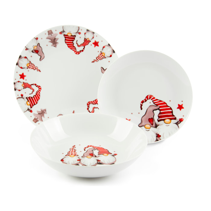 Service de 18 assiettes Excelsa Gnomo, porcelaine,multicolore