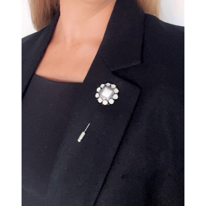 Broche Alfiler Opal Noir con Cristales Sw en plata 10µ