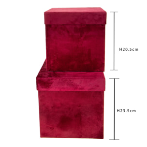 Set Di 2 Scatole Quadrate In Velluto. Altezza 26,5 Cm - Pezzi 1 - 26,5X26,5X26,5cm - Colore: Rosso - Bianchi Dino - Decorazioni Varie