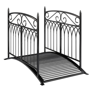 Pont de jardin métal noir style antique garde-corps latéraux max. 100 Kg