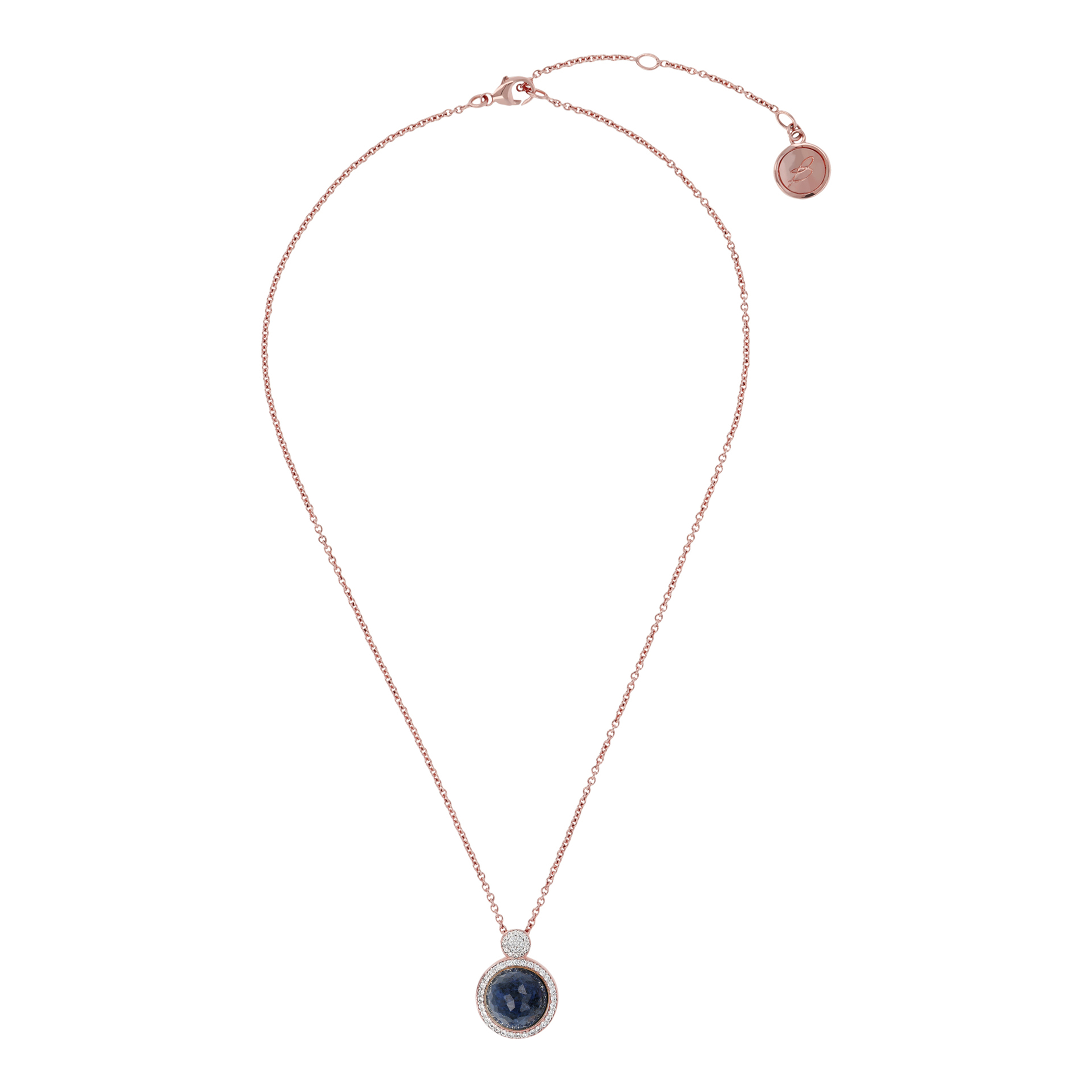 Collana con Pendente in Dumortierite Blu e Pavé in Cubic Zirconia