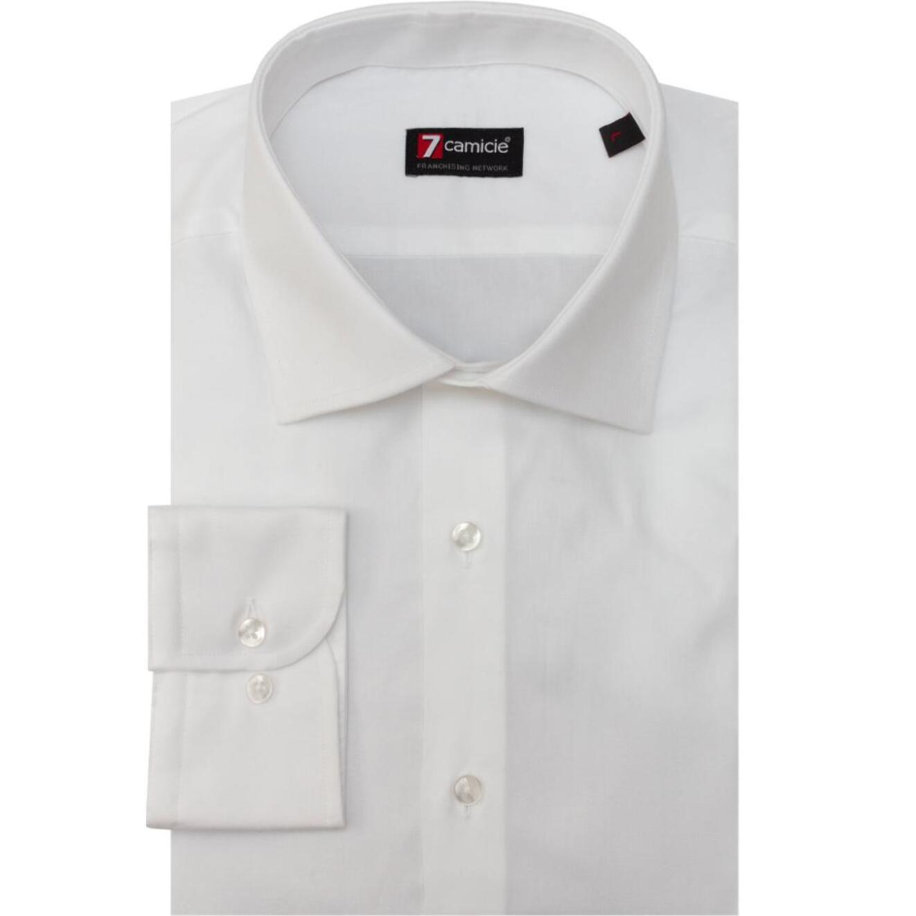 Camicia Uomo 1 Bottone Francese Slim Cotone Unito Bianco