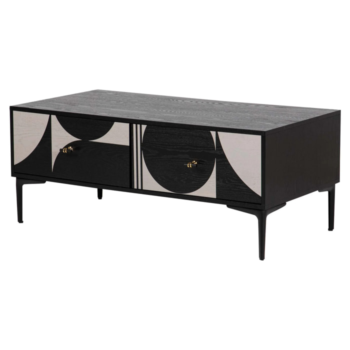 Mesa De Centro Mdf Metal Negro Blanco 110x56x45 Cm