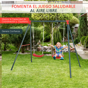 Columpio Doble para Niños +3 Años con Cuerdas Ajustables Carga 40kg Exterior