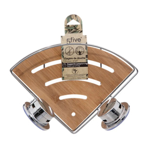 Étagère d'angle en métal et bambou