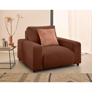 Pivoine - fauteuil en velours texturé - Terracotta