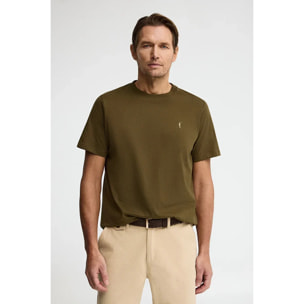 Maglietta kaki scuro a maniche corte e ricamo Rigby Go