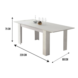 Tavolo per sala da pranzo estensibile, Consolle allungabile, Tavolo moderno con allunga, cm 160/220x88h80, colore Bianco