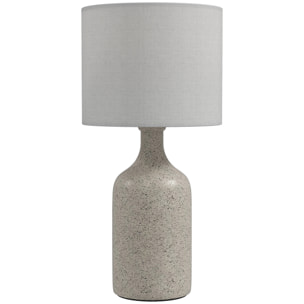 Lampe de table design effet grès céramique lin