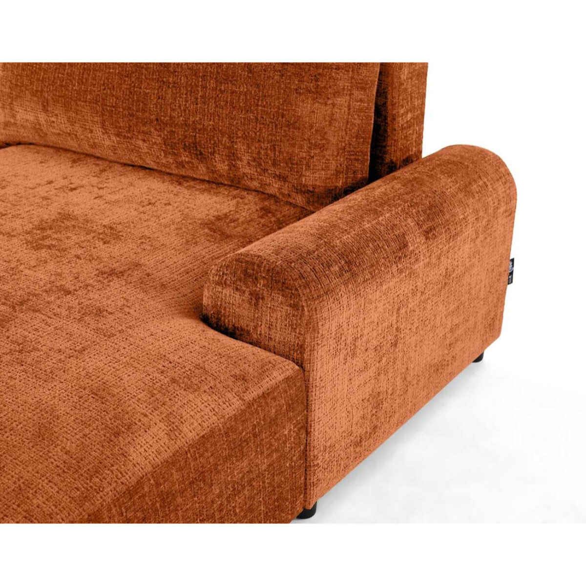 Nelly - canapé d'angle droit 4 places convertible avec coffre en velours texturé - Rouille