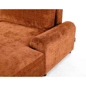 Nelly - canapé d'angle droit 4 places convertible avec coffre en velours texturé - Rouille