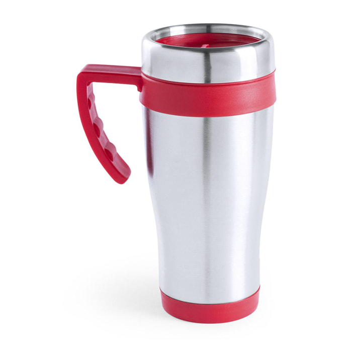 Carson taza de acero inox de 450ml de capacidad con cuerpo de acabado brillante con accesorios a juego.