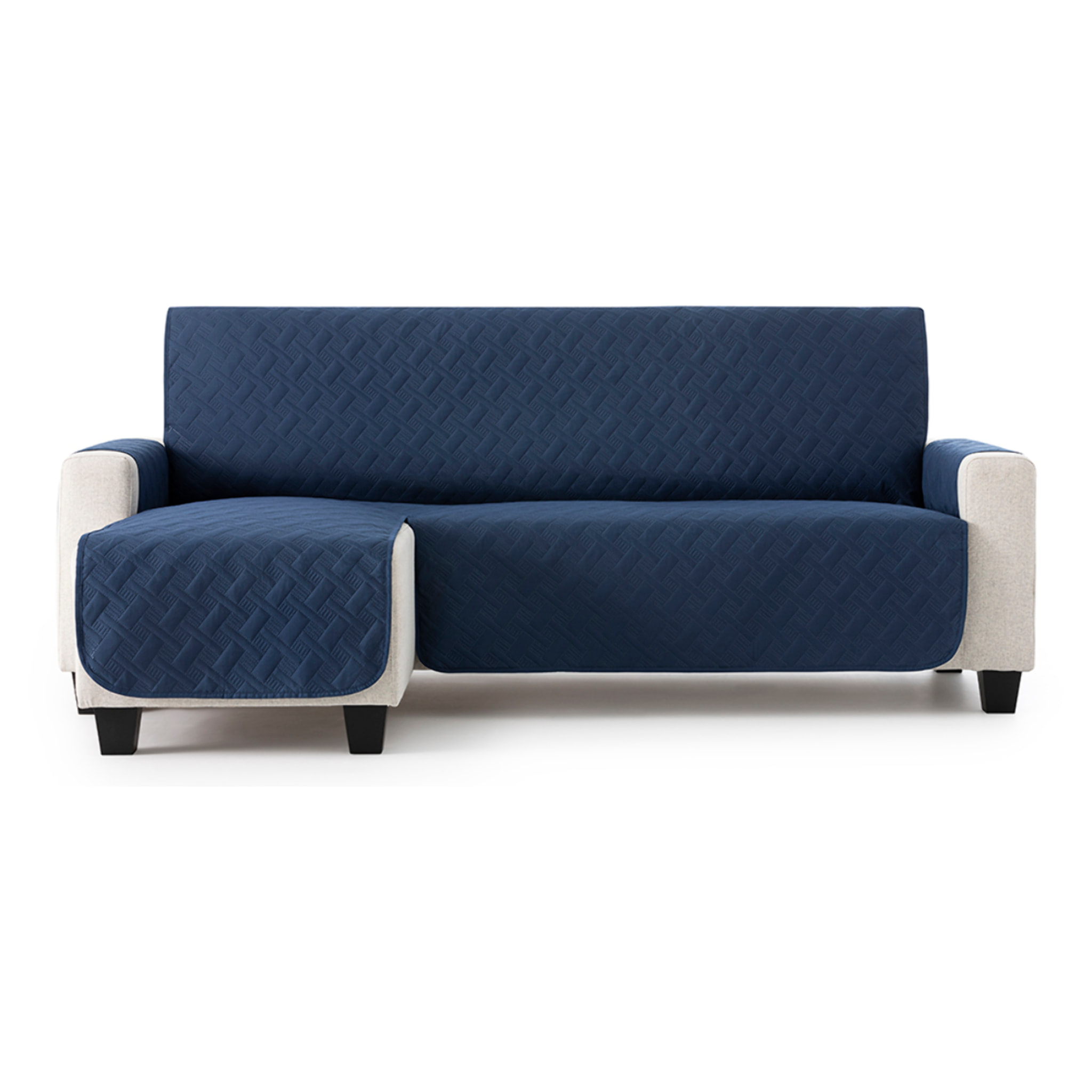 Cubre sofá para Chaise Longue DRY acolchado y antimanchas azul (brazo izquierdo)
