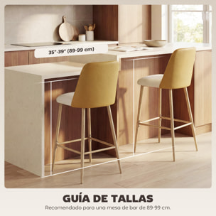 Juego de 2 Taburetes de Bar, Taburetes Altos de Cocina con Respaldo y Reposapiés, Tapizados de Lino y PU, Marco de Acero, Asiento de 65 cm de Altura, para Mostrador, Comedor, Marrón