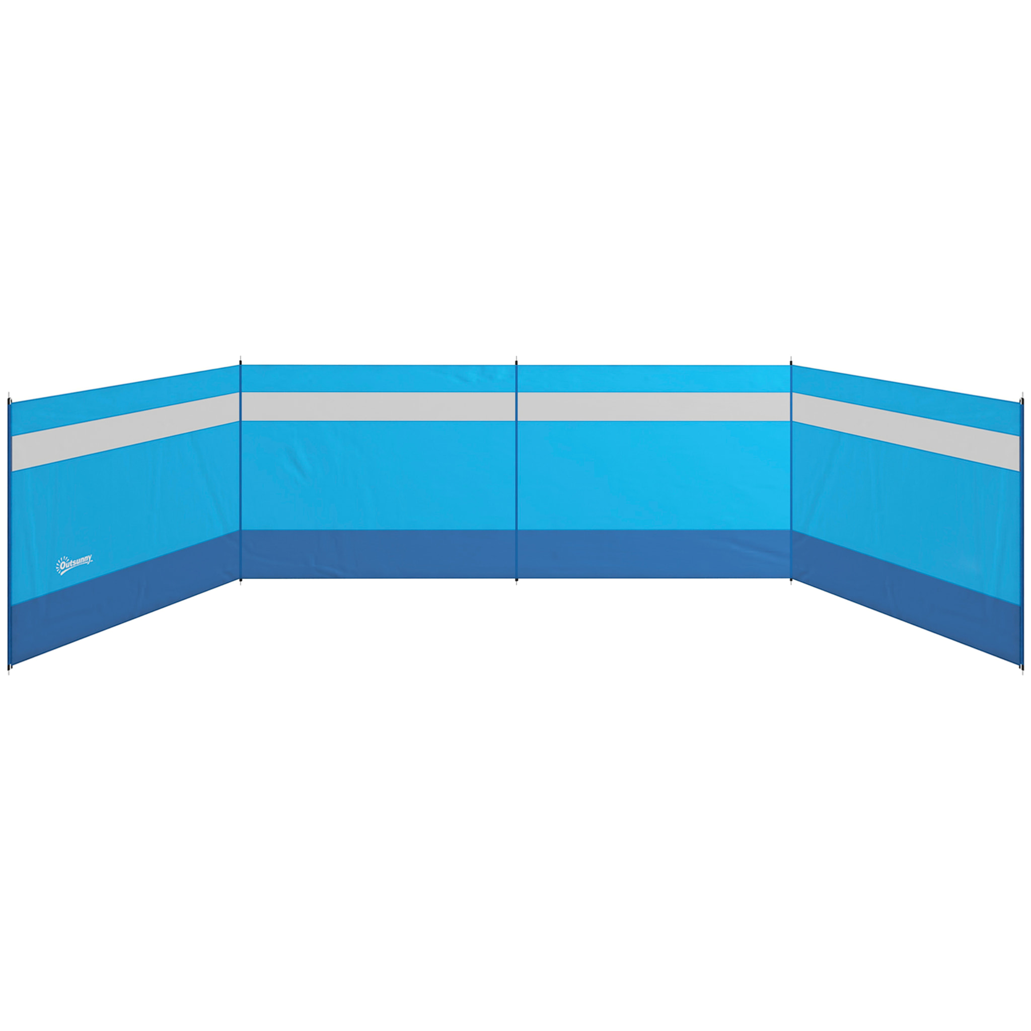 Cortavientos para Camping de 4 Paneles 725x140 cm Paravientos Playa con Panel Superior Transparente Postes de Acero Estacas y Bolsa de Transporte Impermeable para Jardín Playa Azul