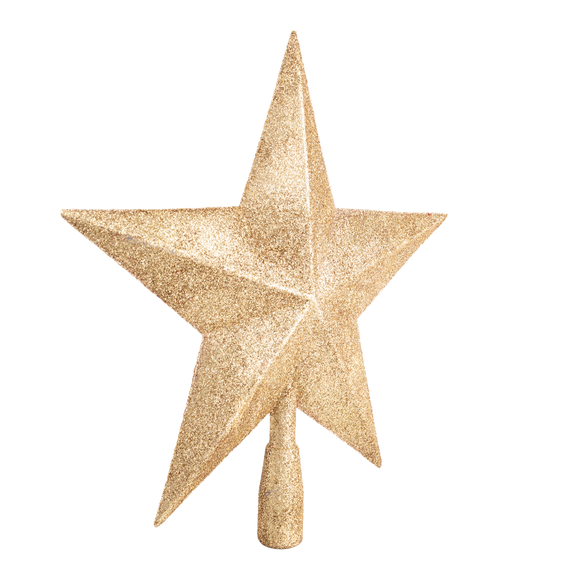 Estrella de navidad decorativa para árbol de navidad. Con purpurina dorada, 27cm.