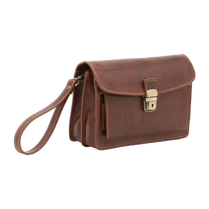 Borsa a mano  da uomo In Vera pelle Made in Italy 24x17x8 cm