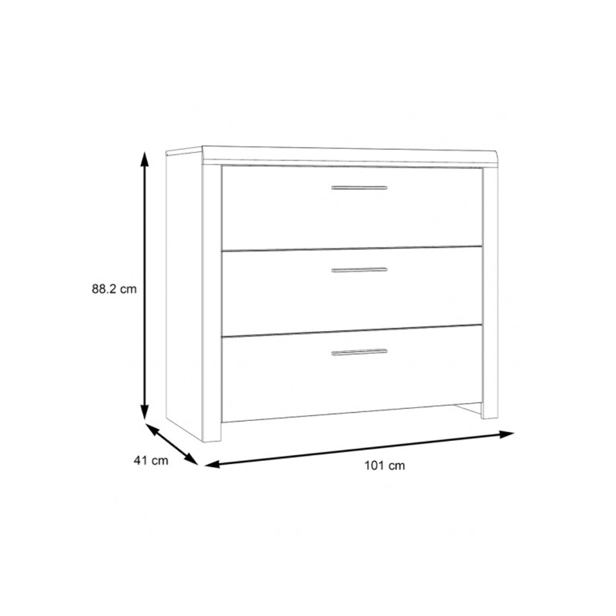 Commode 3 tiroirs en décor bois chêne - DAVID