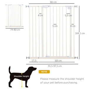 Barrière de sécurité longueur réglable dim. 74-84 cm ou 92-102 cm sans perçage métal plastique blanc