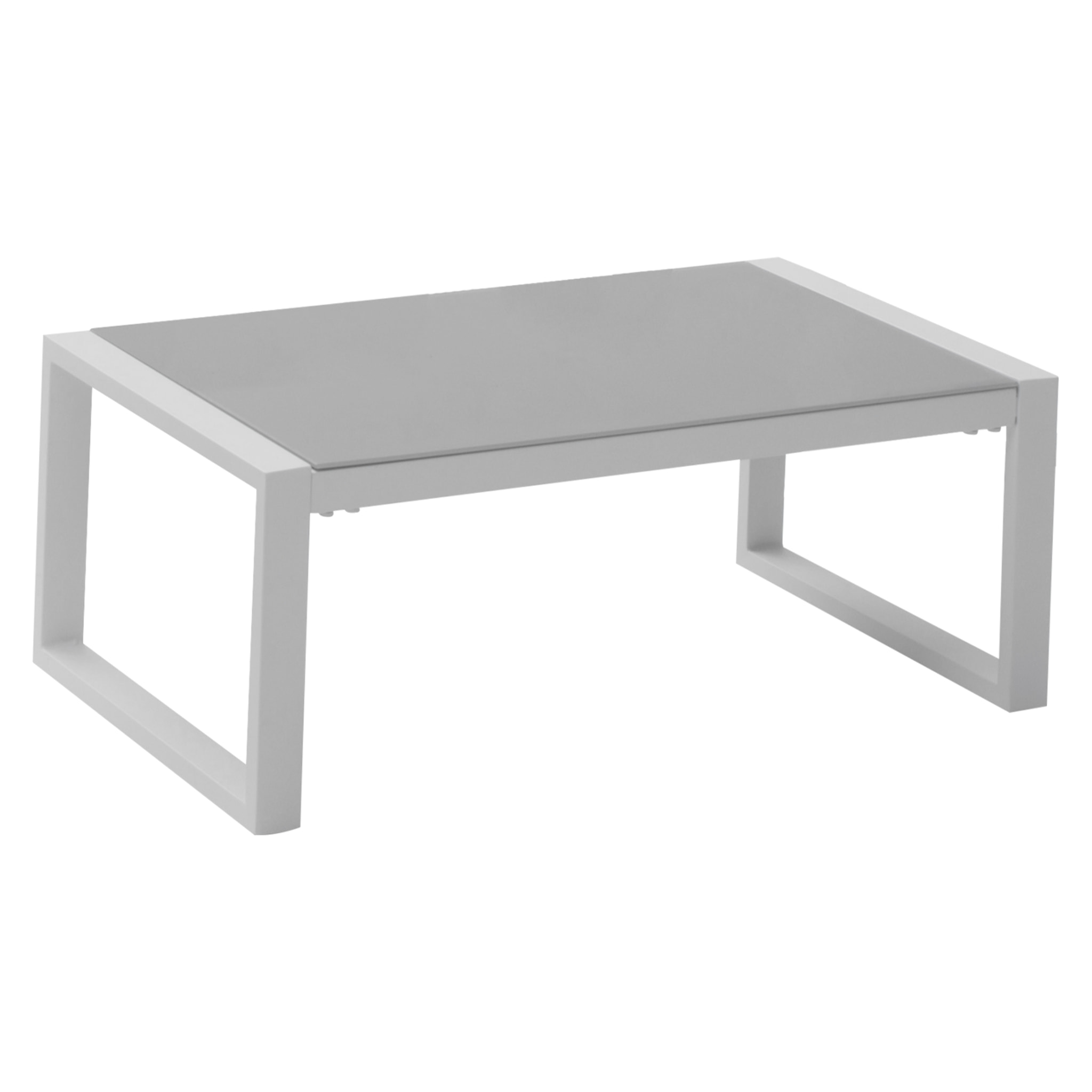 Salon de jardin IBIZA en tissu gris 4 places - aluminium blanc