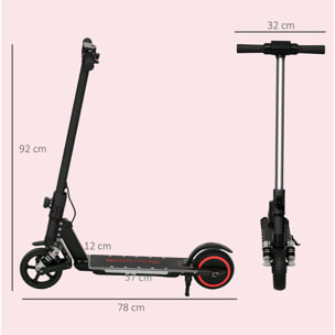 Trottinette électrique pliable LED 150W max. 14 Km/h enfant 6-14 ans double frein béquille alu noir