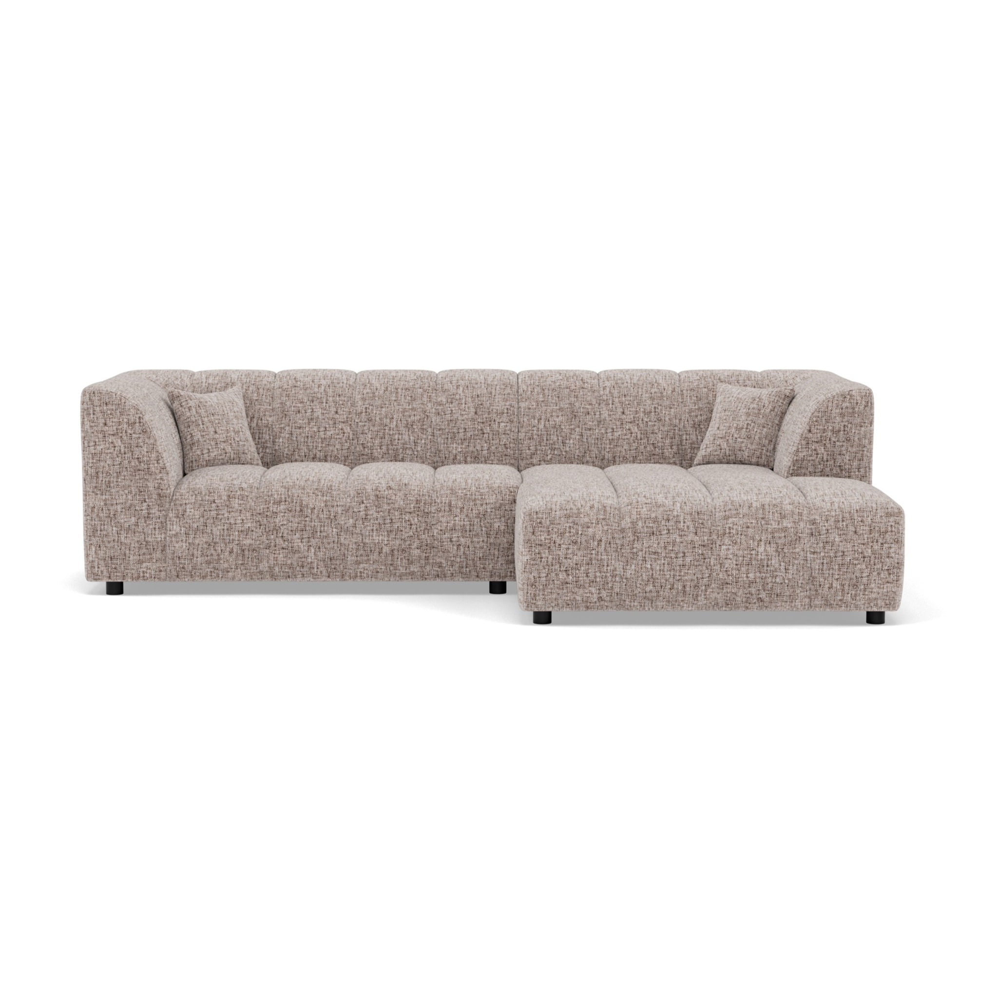 Curtis - canapé d'angle droit 4 places avec accoudoir en tissu texturé - Taupe