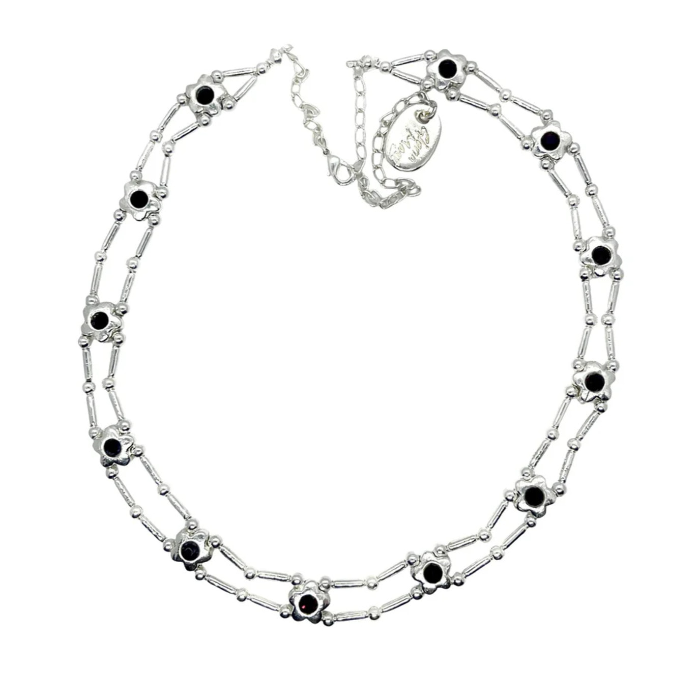 Gargantilla flores Sw en siam plata 10µ