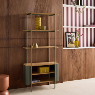 Etagère bibliothèque métal courbé et décor bois 6 niveaux MOLTO