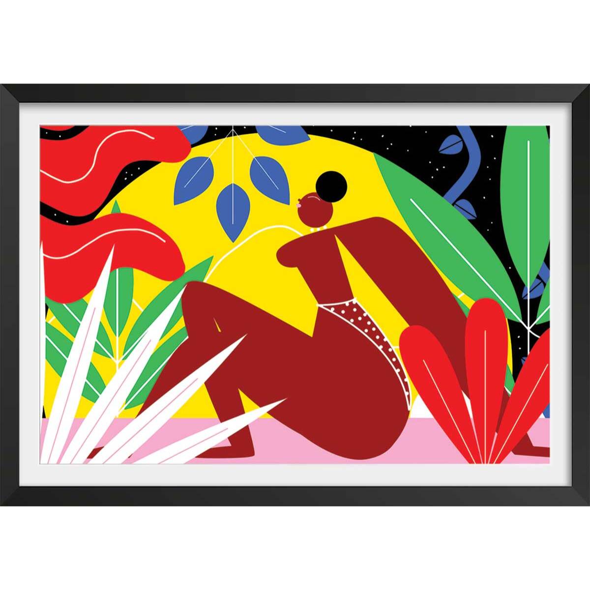 Affiche collage all be feminist Affiche + cadre en bois - Noir