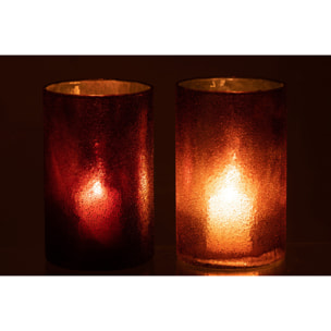 J-Line photophore Miroir - verre - cuivre/rouge - large - 2 pcs