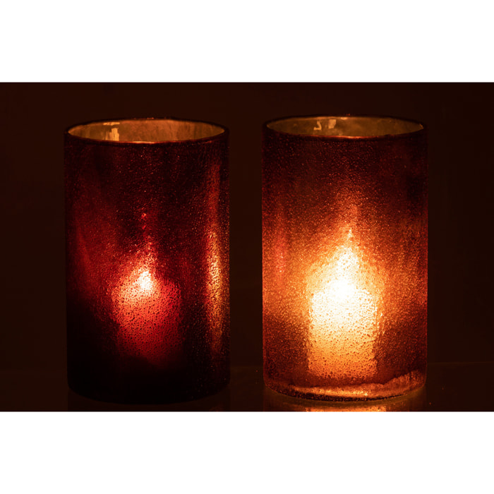 J-Line photophore Miroir - verre - cuivre/rouge - large - 2 pcs