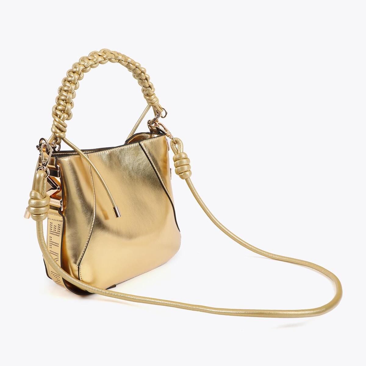 Borsa con manico intrecciato effetto pelle