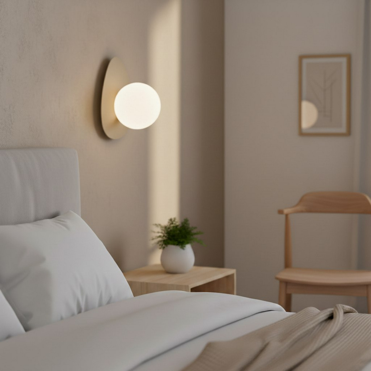 Lampada a parete OVO in acciaio mokka e vetro bianco