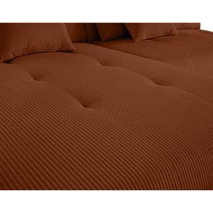 Onyx - canapé panoramique modulable d'angle droit 7 places - en velours côtelé - Terracotta