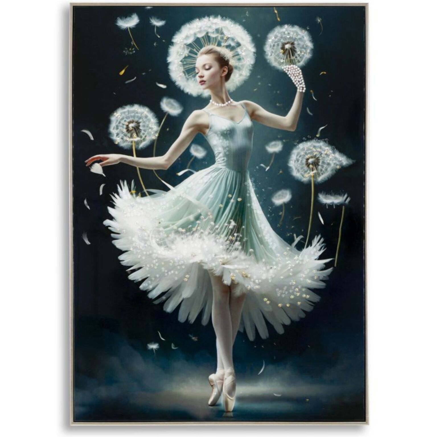 DIPINTO SU TELA LACCATO DANCING C/CORNICE -B- CM 72X4X102