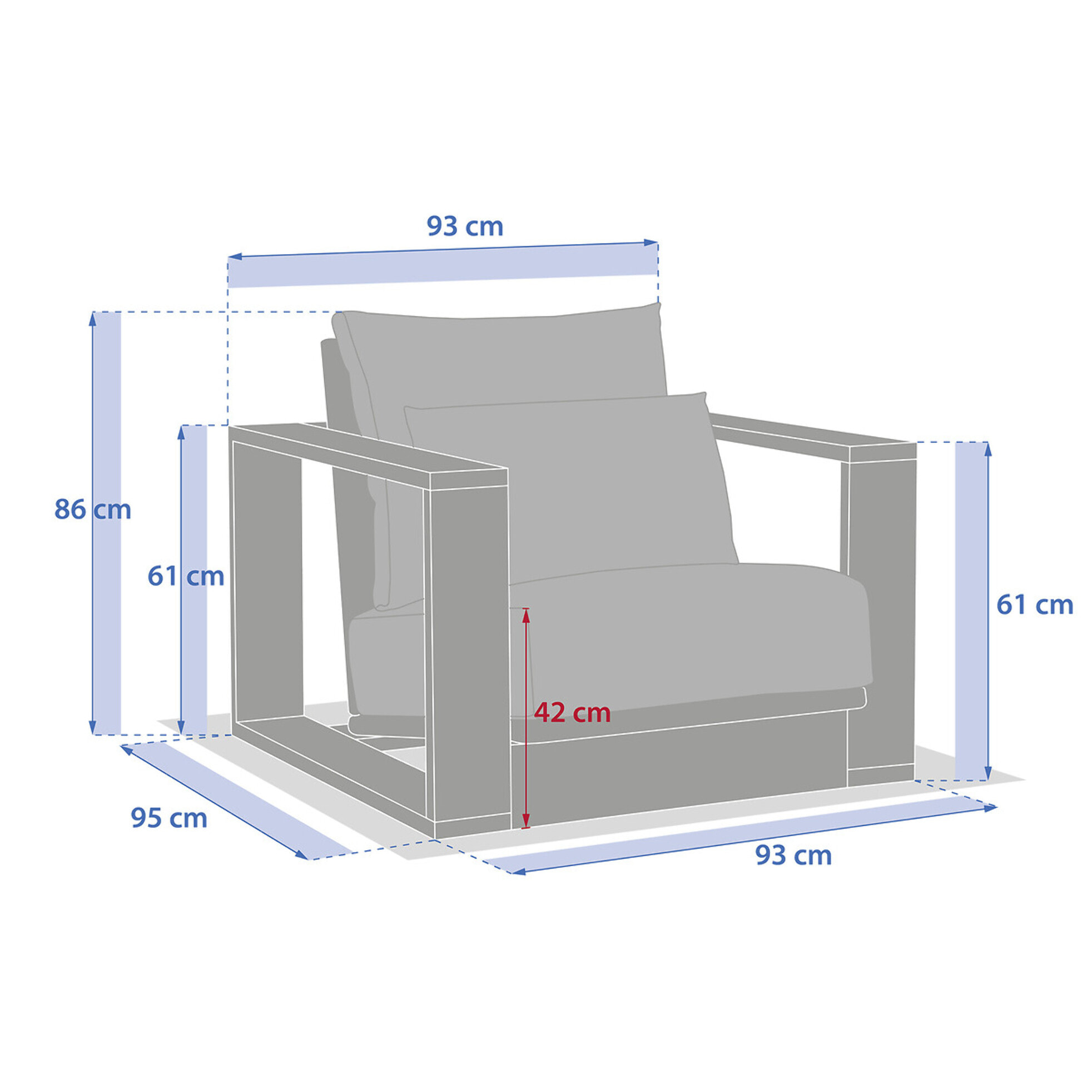 Fauteuil de salon de jardin "Loevo" eucalyptus & beige eucalyptus  et résine tressée