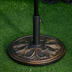 Base de Sombrilla Peso 13 kg Soporte para Parasol Redondo de HDPE y Cemento para Poste de Paraguas de Ø35/38/48 mm para Terraza Patio Jardín Playa Ø48x34 cm Bronce